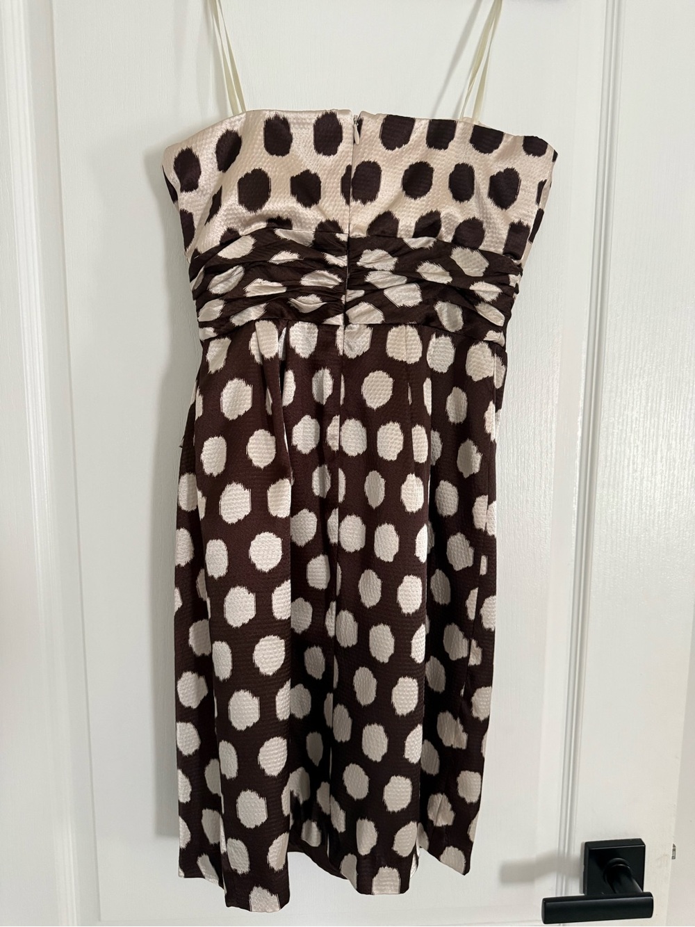 Max & Cleo Brown & Cream Strapless Polka Dot Mini Dress - Picture 6 of 10